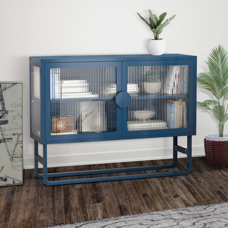 Hokku Designs Double Glass Door Storage With Adjustable Shelf